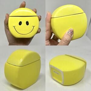 Rare Vintage Ceramic Storage Canister Smile Smiley Happy Face Standing Decor 80s